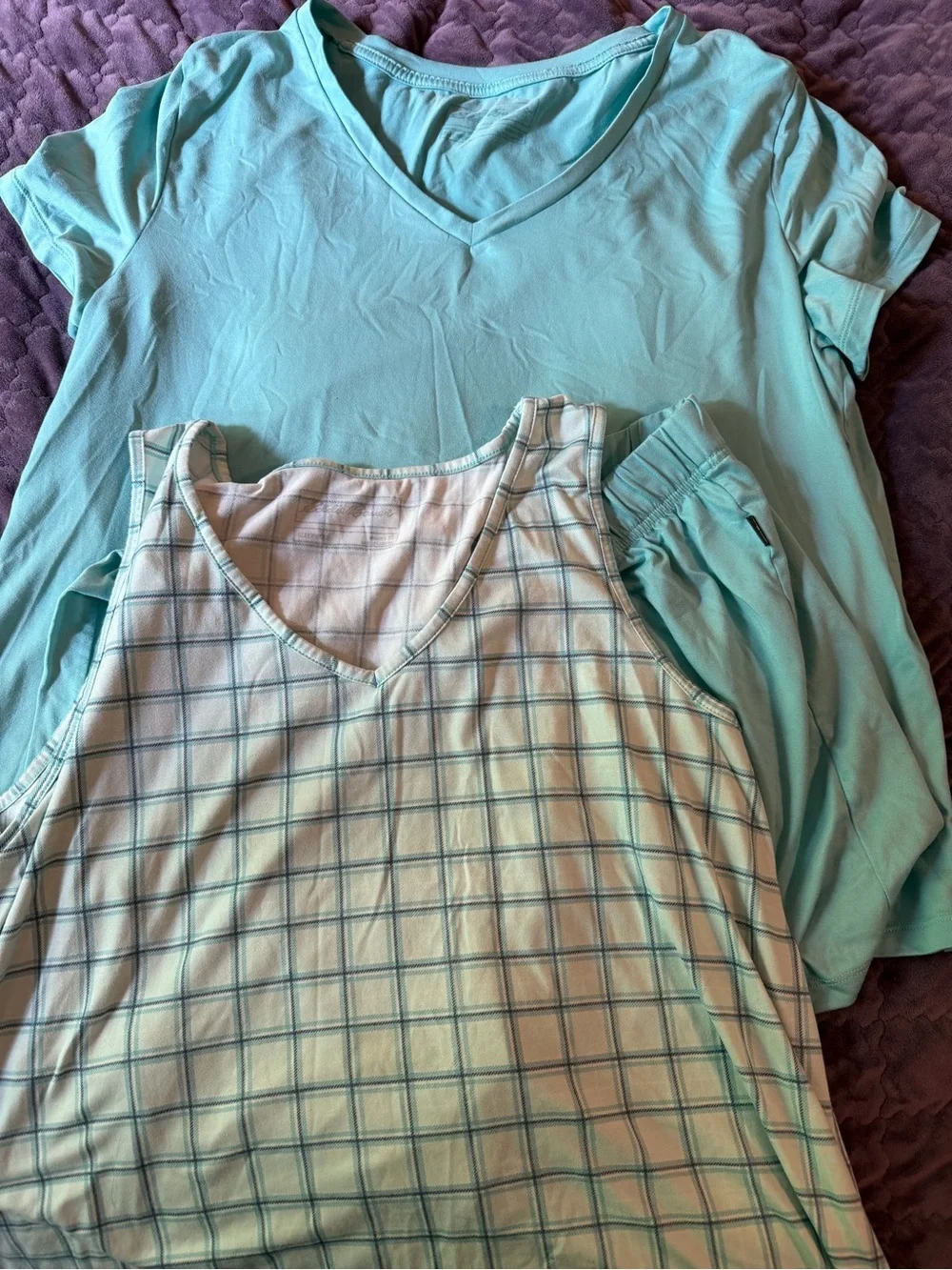 Eddie Bauer Mint Green Pajama Tank & V‑Neck Tee Set